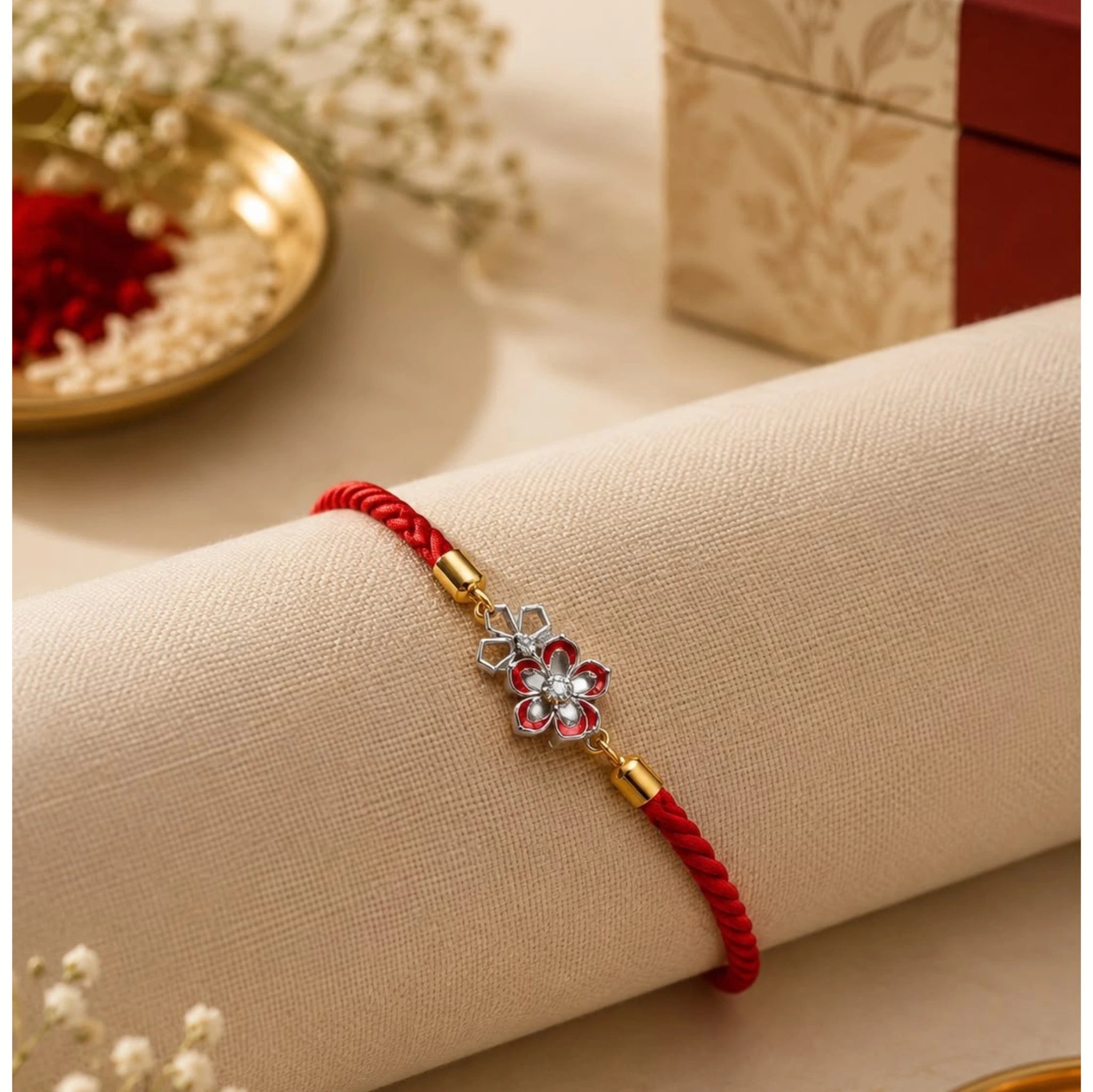 Blooming Bond Silver Rakhi