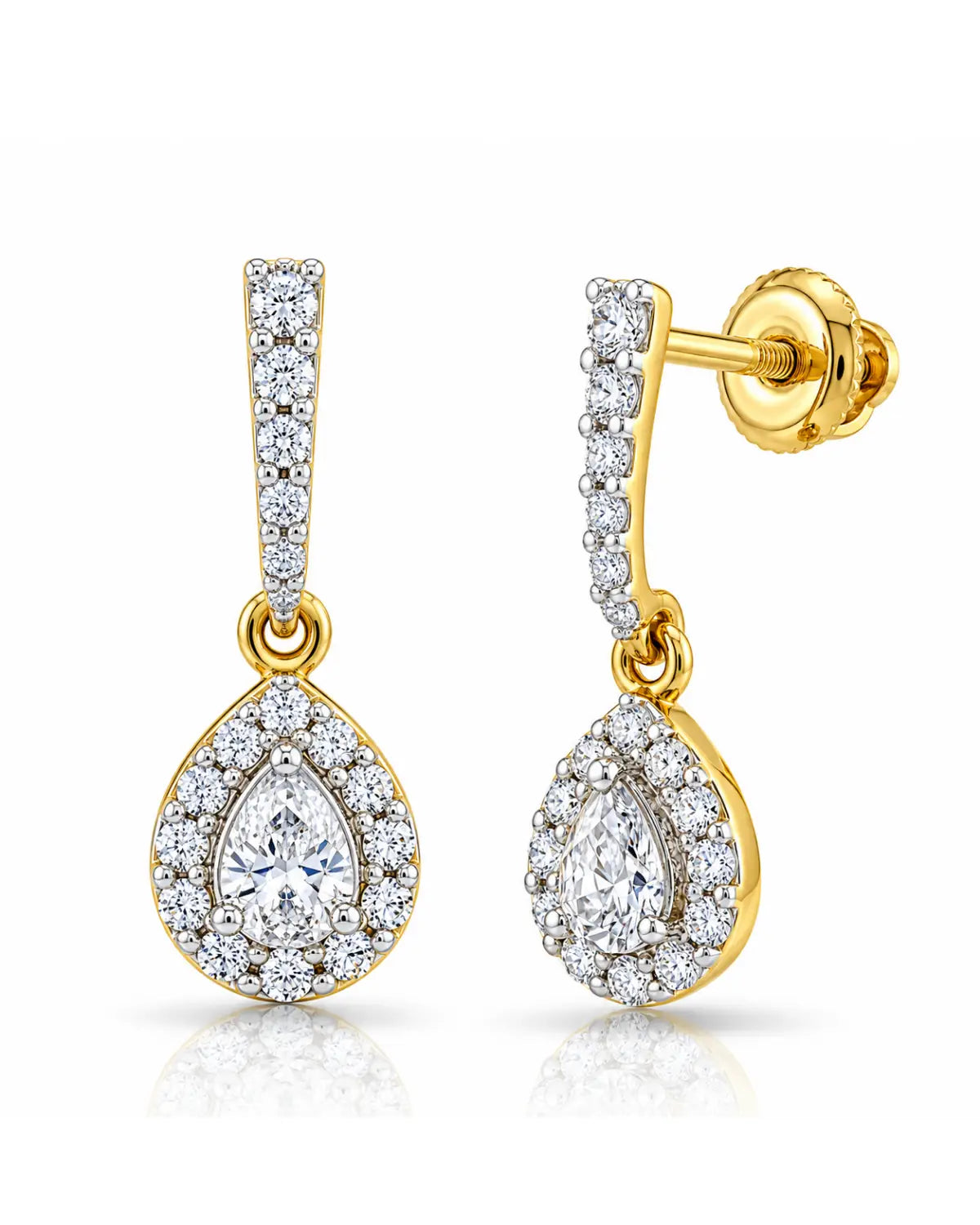 Pear Halo Drop Earrings | Gold Vermeil
