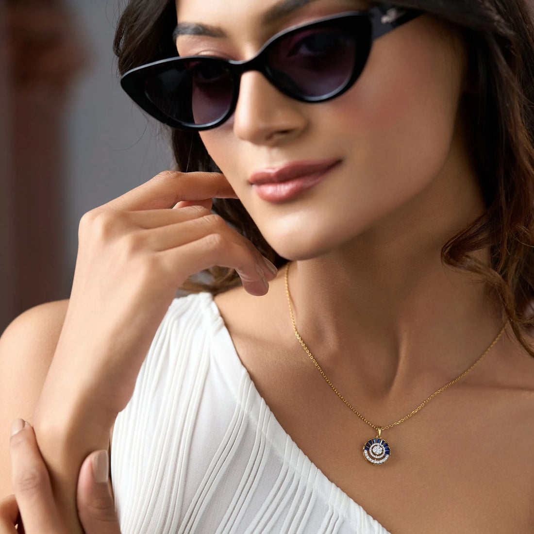 Aura Sapphire Sunburst Pendant