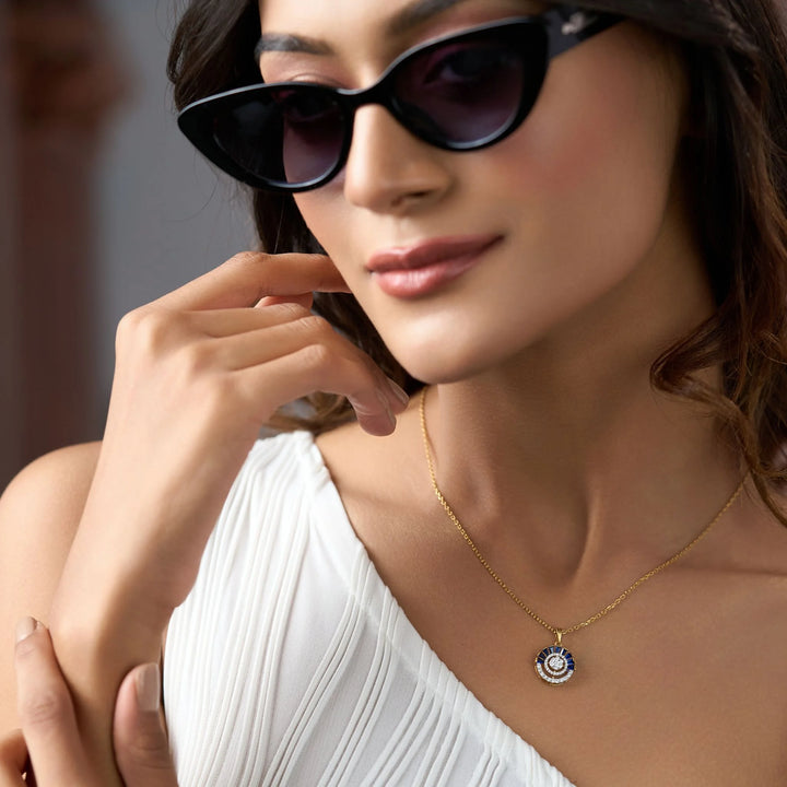 Aura Sapphire Sunburst Pendant