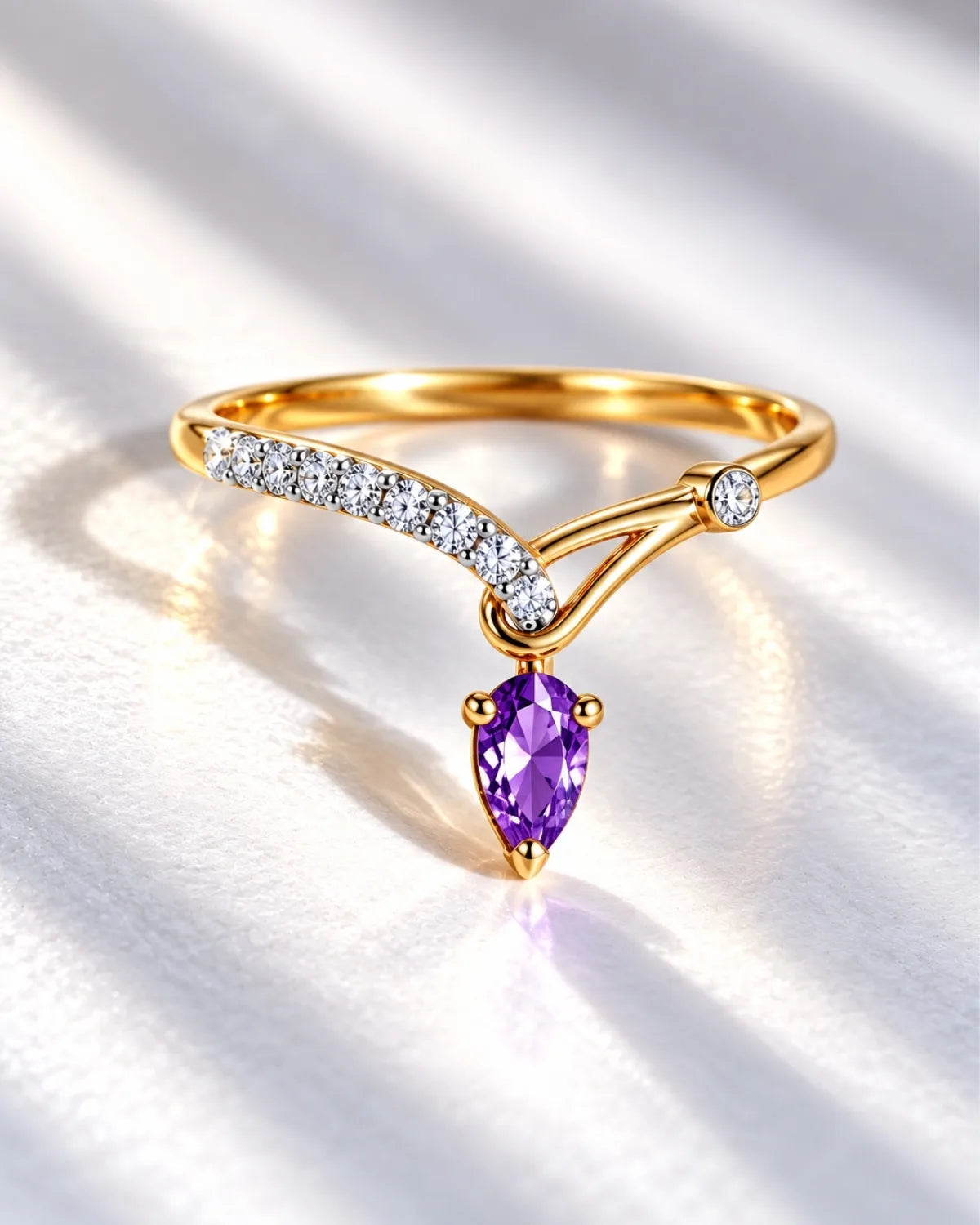Asymmetric Pear Ring | Gold Vermeil