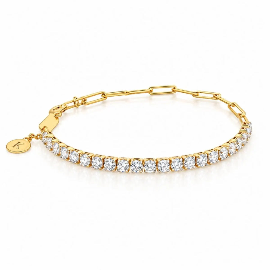 White Tennis Paperclip Bracelet