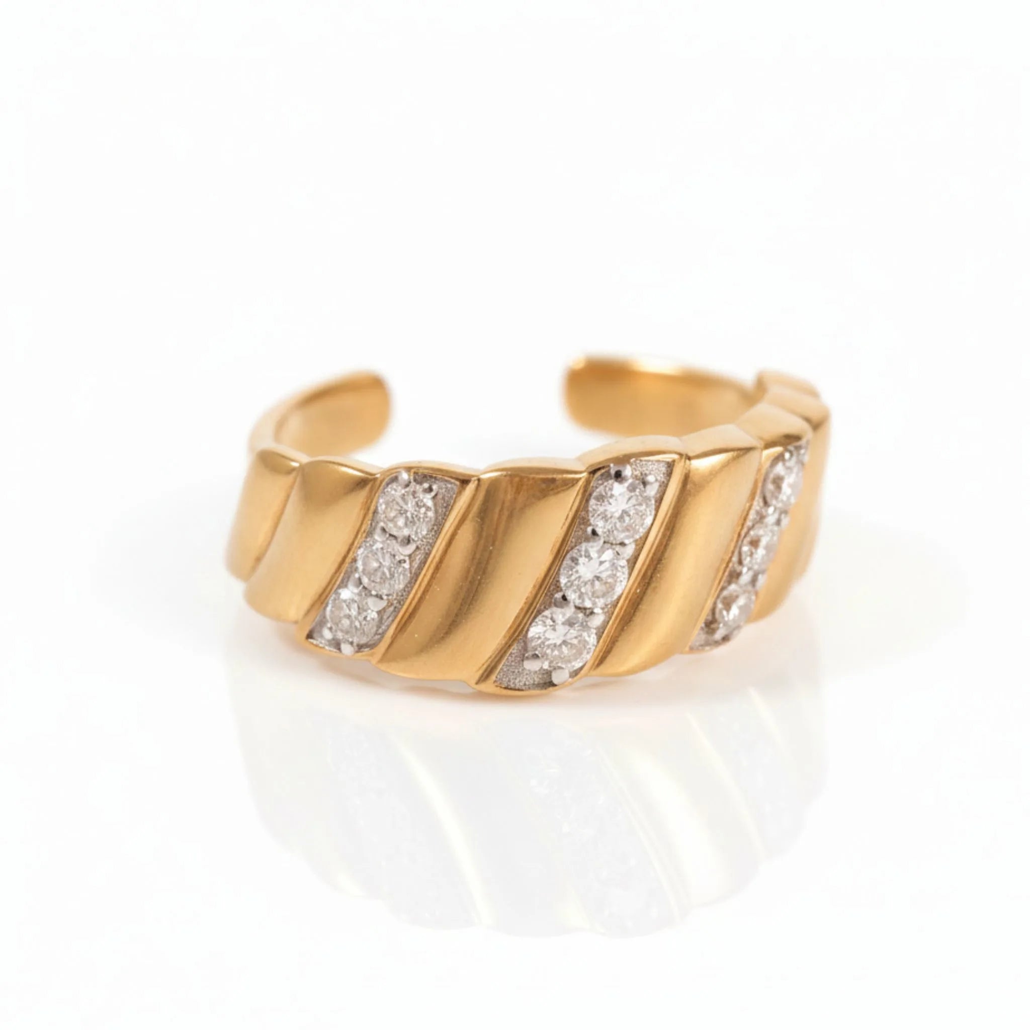 Gold-Plated Adjustable Monzonite Diamond Ring