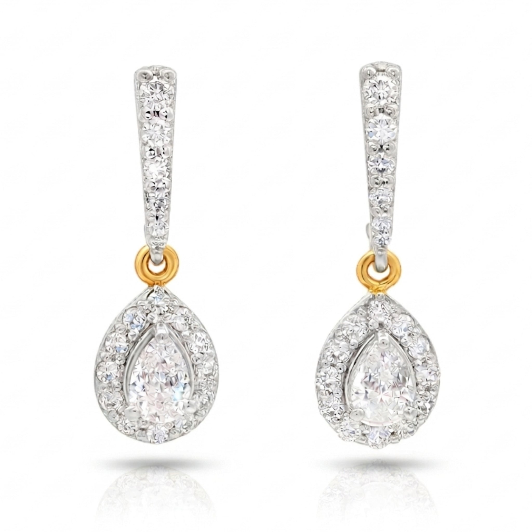 Pear Halo Drop Earrings | Gold Vermeil