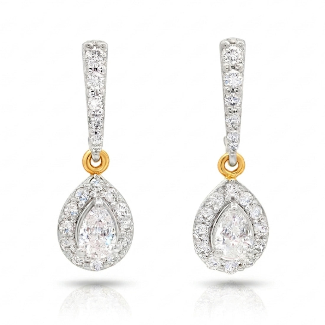 Pear Halo Drop Earrings | Gold Vermeil