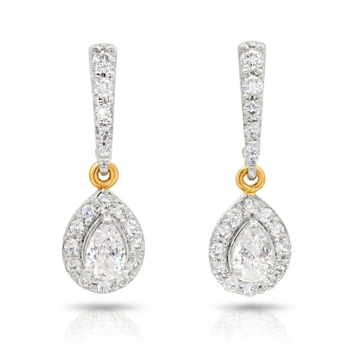 Pear Halo Drop Earrings | Gold Vermeil