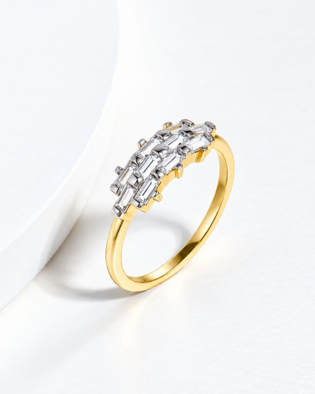 Gold Plated Baguette Diamond Ring