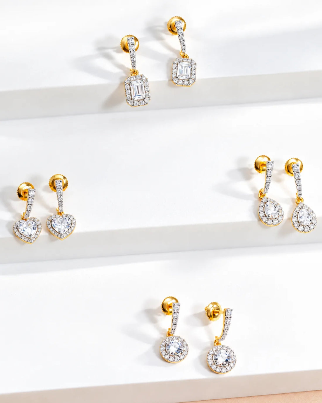 Heart Halo Drop Earrings | Gold Vermeil
