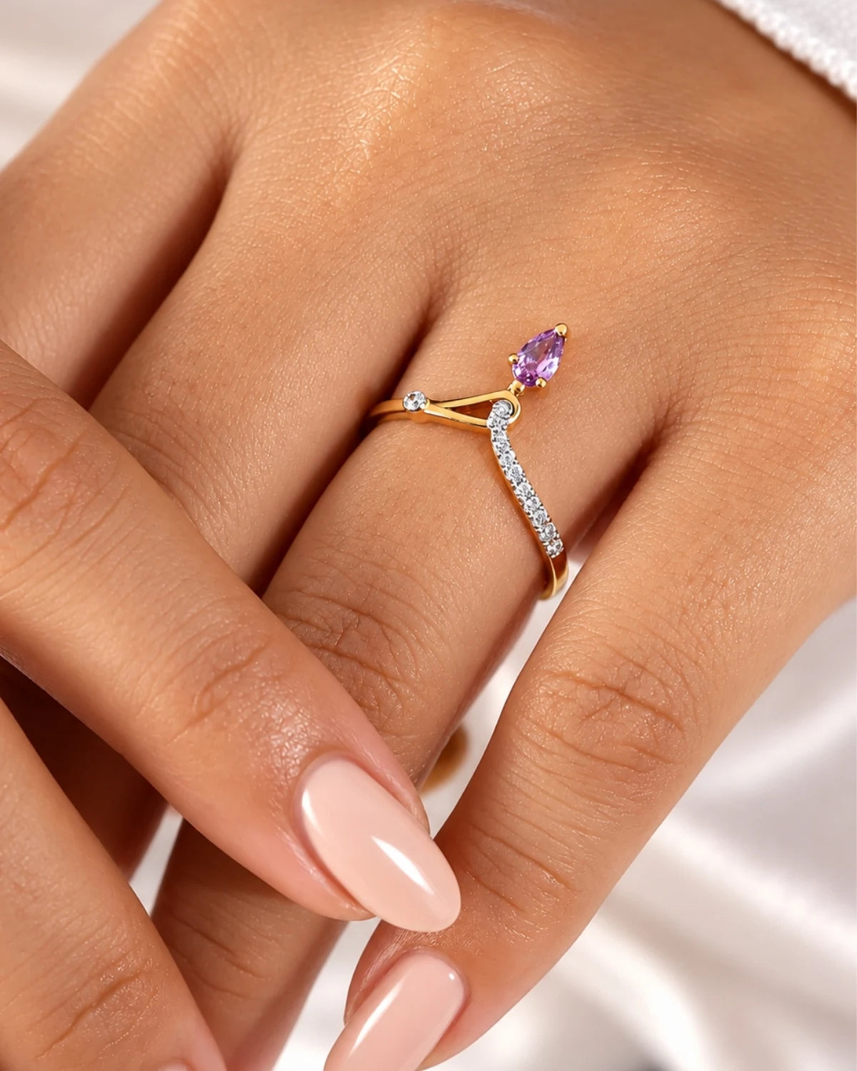 Asymmetric Pear Ring | Gold Vermeil