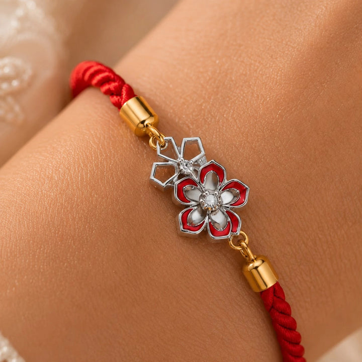 Floral Adjustable Silver Rakhi