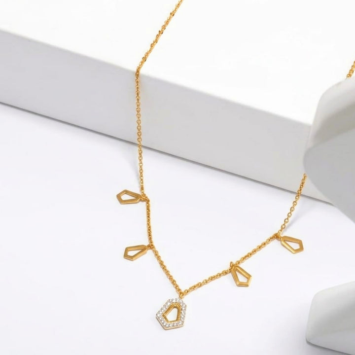 Geometric Diamond charm Necklace