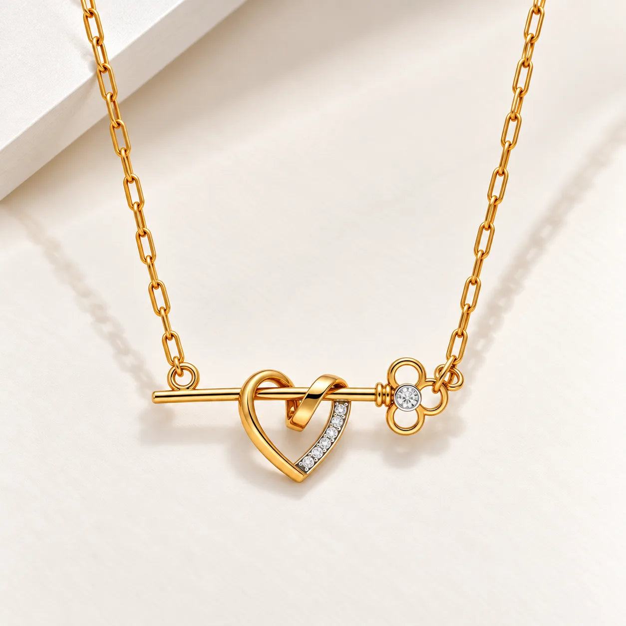 Heart & Key Pendant | Gold Plated