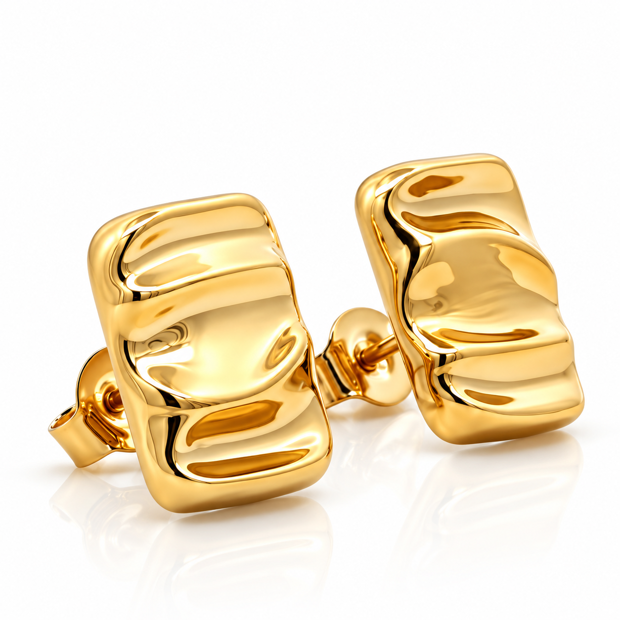 Bold Rectangle Textured Stud Earrings