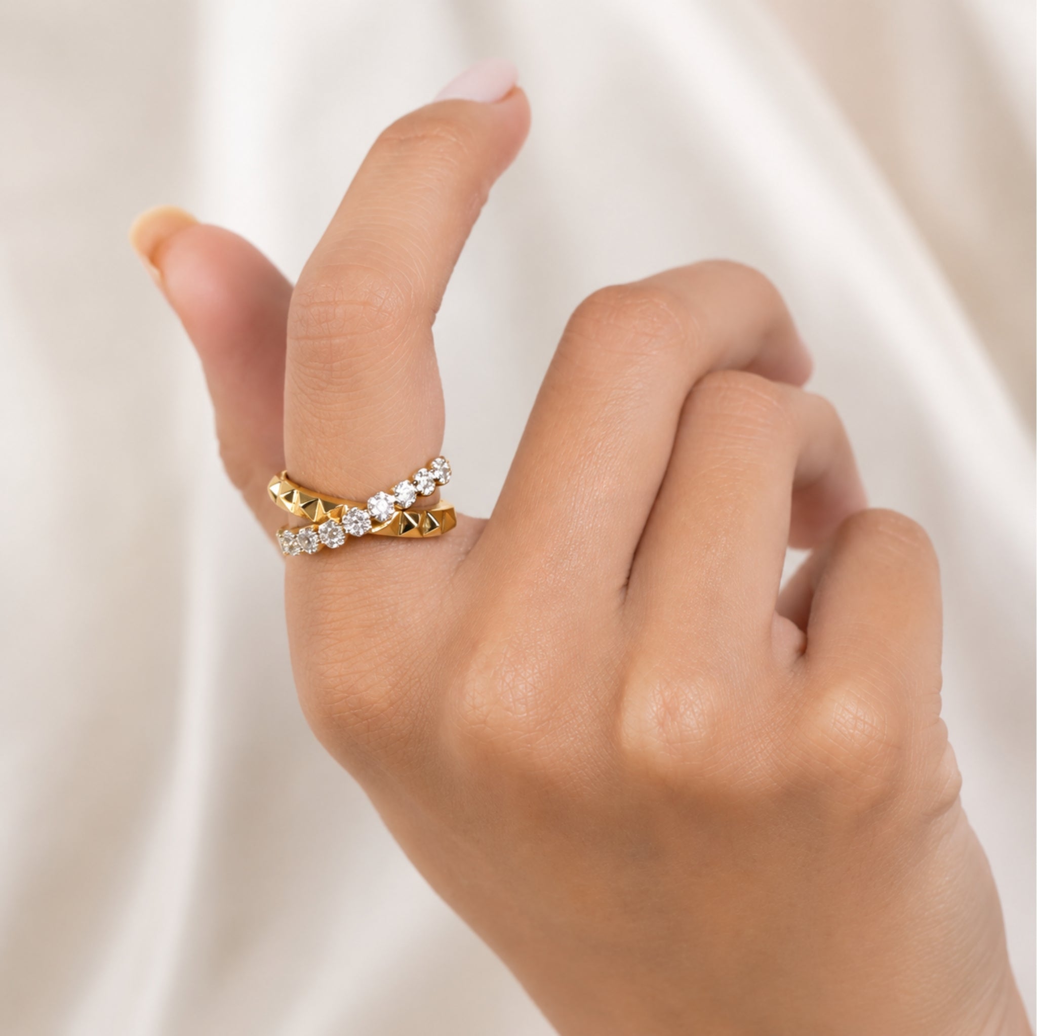 Criss-Cross Ring with Moissanite Diamond