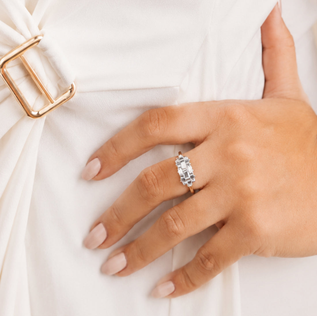 Gold Plated Baguette Diamond Ring