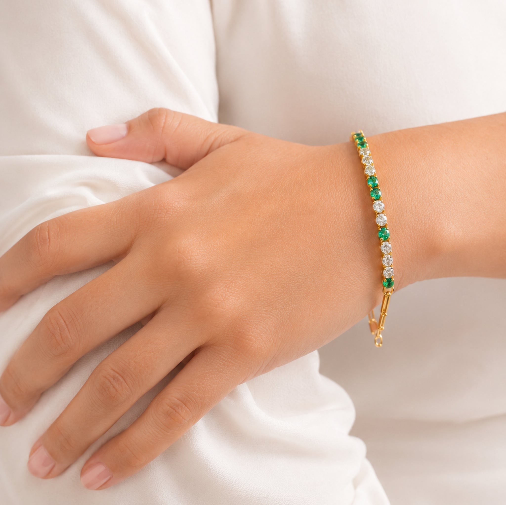 White & Green Fushion Vermeil bracelet