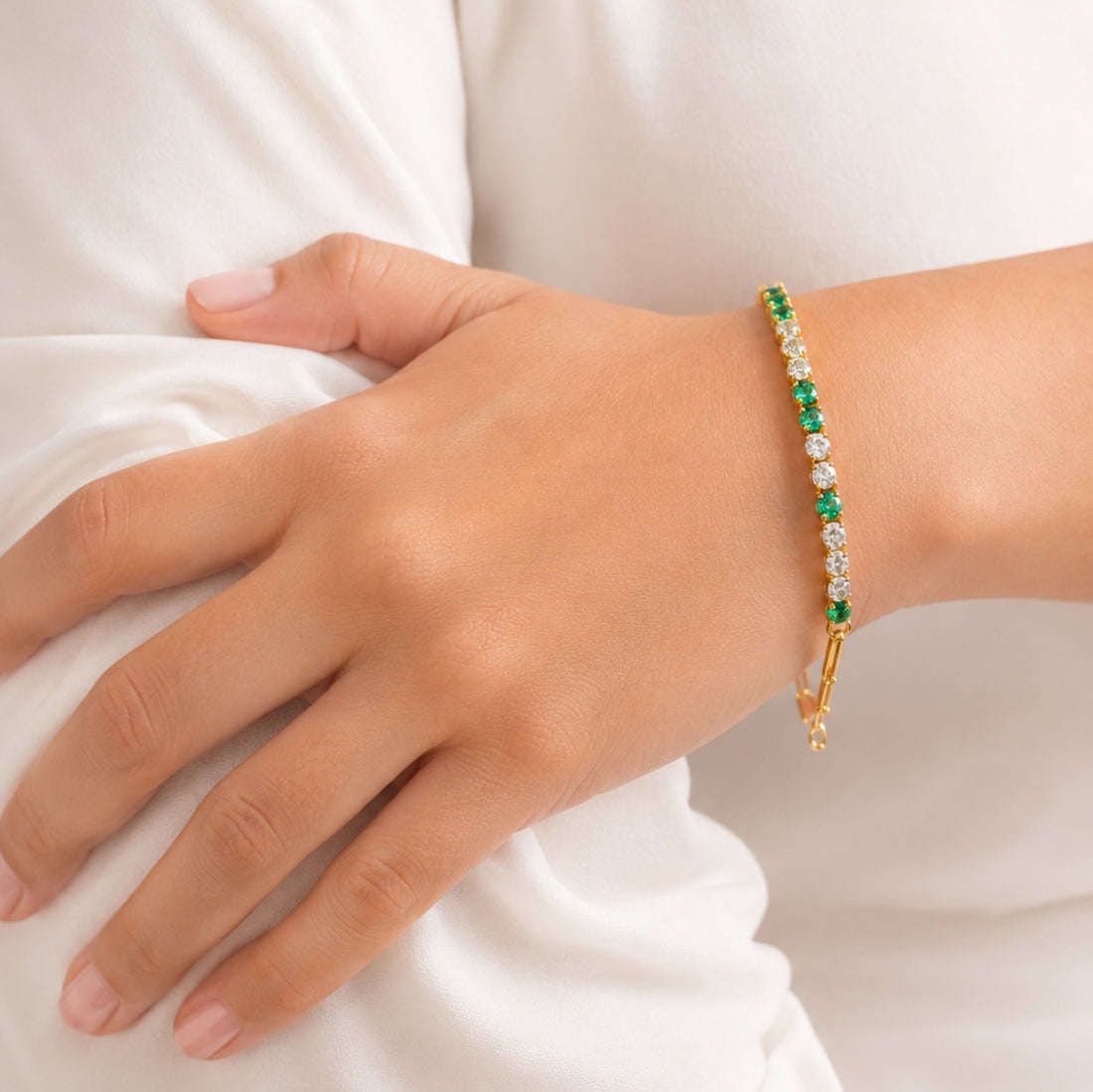 White & Green Fushion Vermeil bracelet