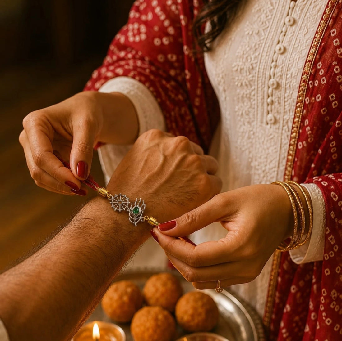 Mayur Chakra Silver Rakhi