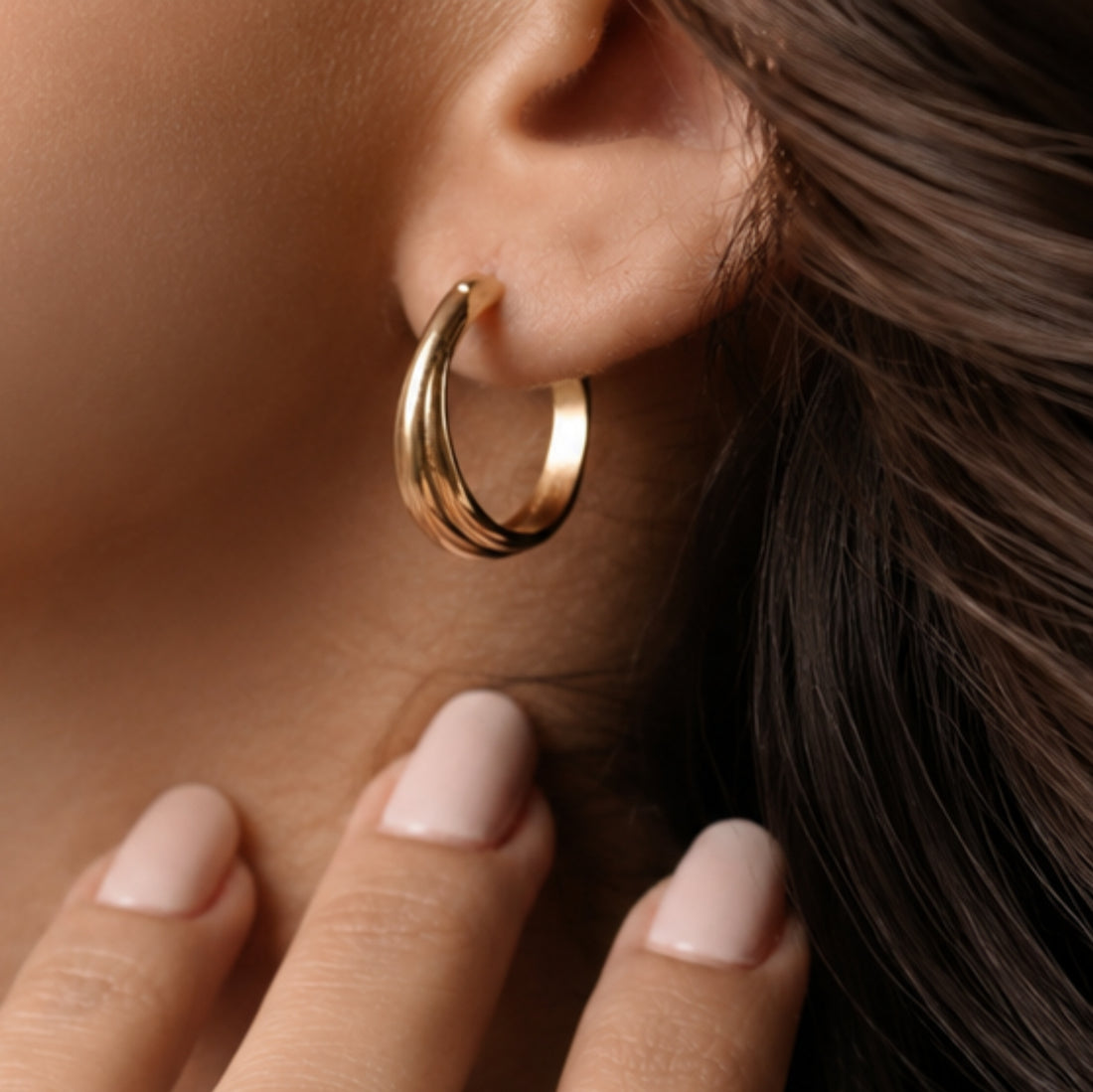 Crossover Gold Hoop Earrings