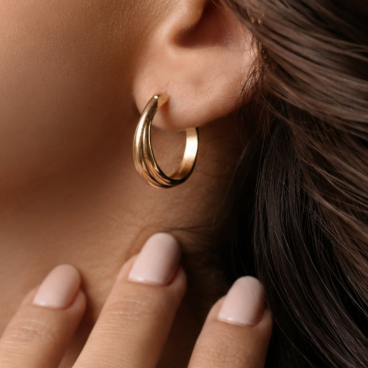 Crossover Gold Hoop Earrings
