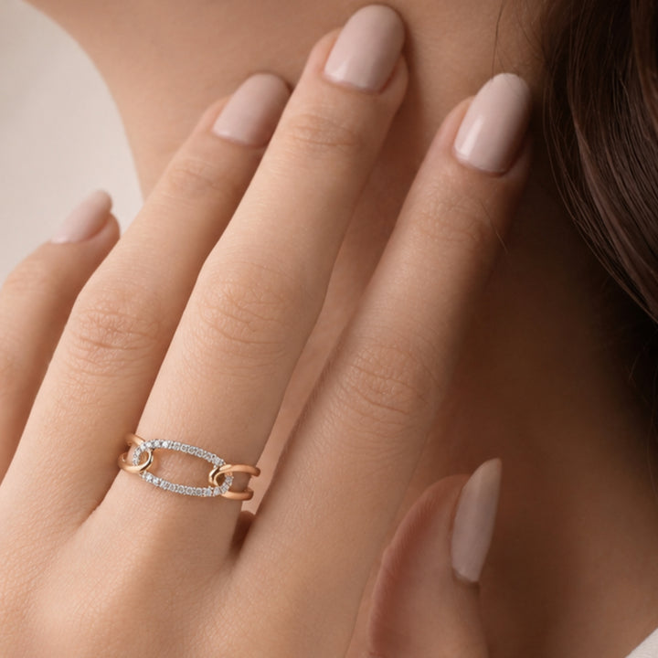 Interlinked Oval Moissanite Diamond Ring