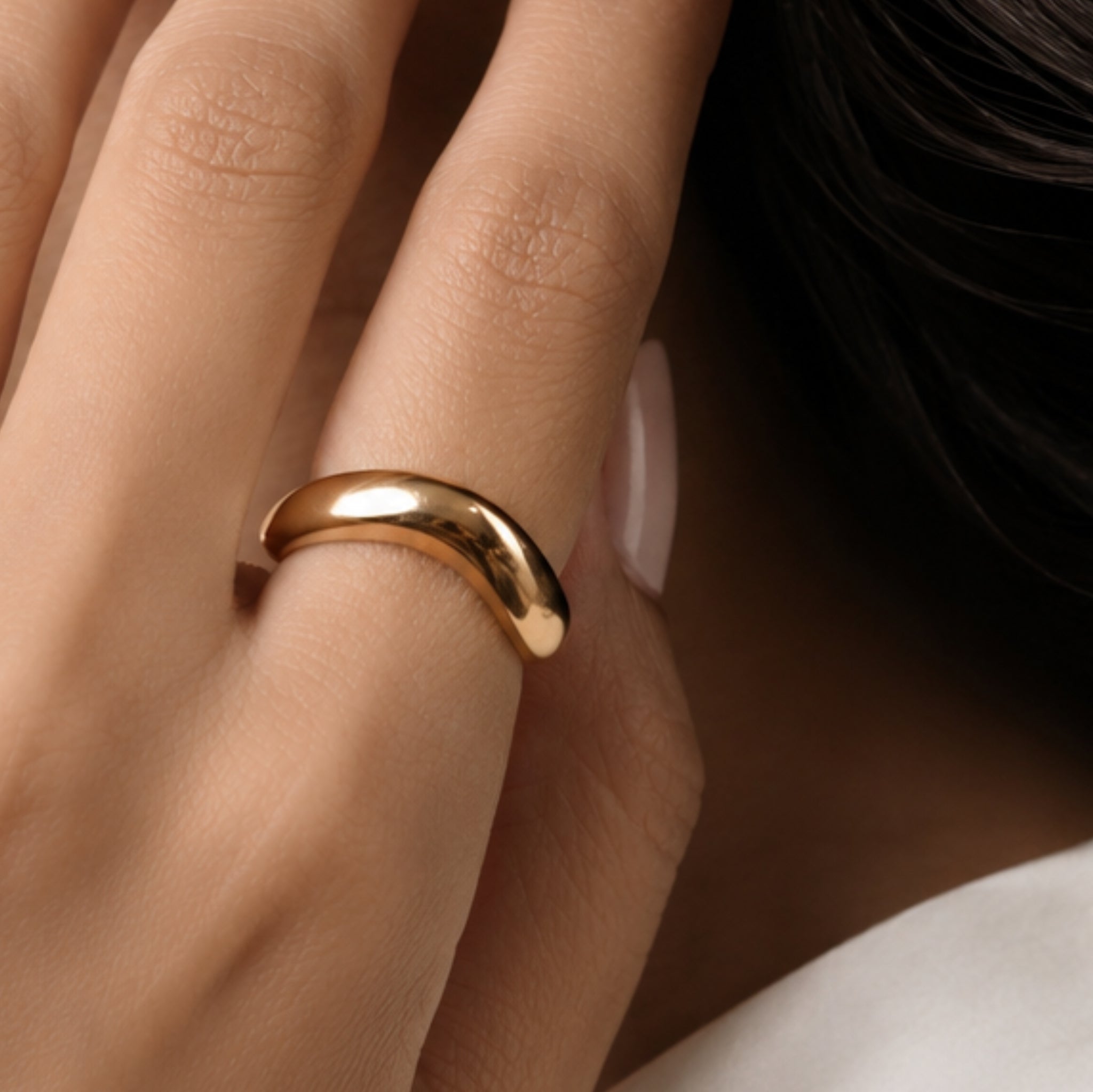 V-Shape Statement Gold Plated Ring