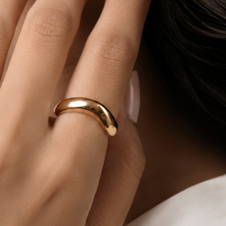 V-Shape Statement Gold Plated Ring