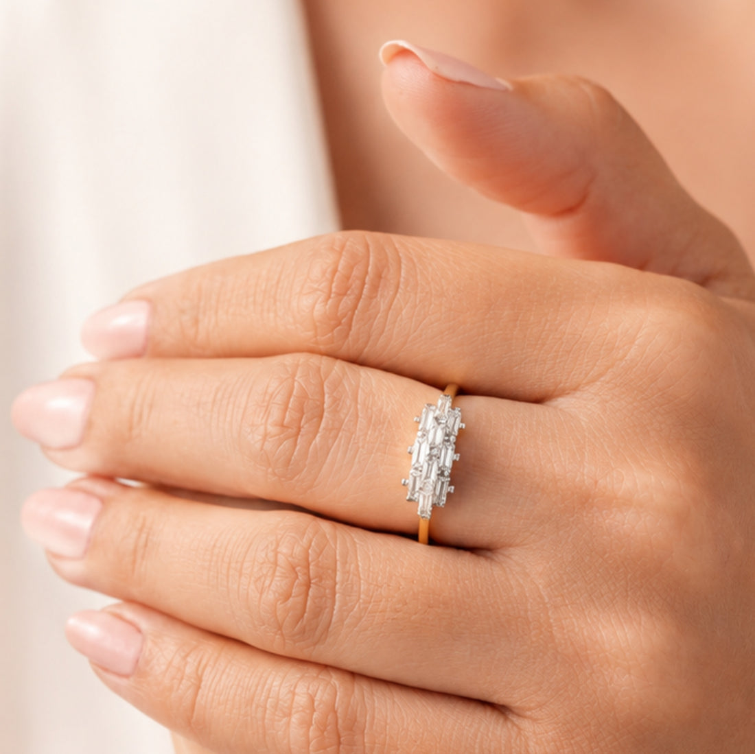 Gold Plated Baguette Diamond Ring