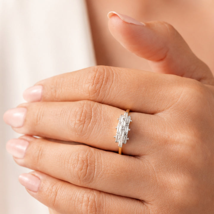 Gold Plated Baguette Diamond Ring
