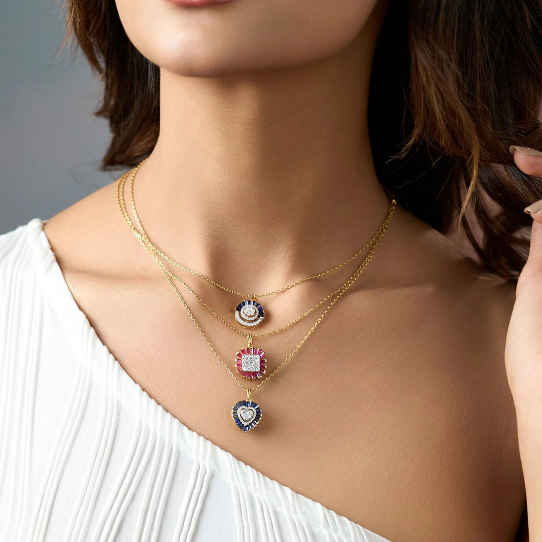 Aura Sapphire Sunburst Pendant