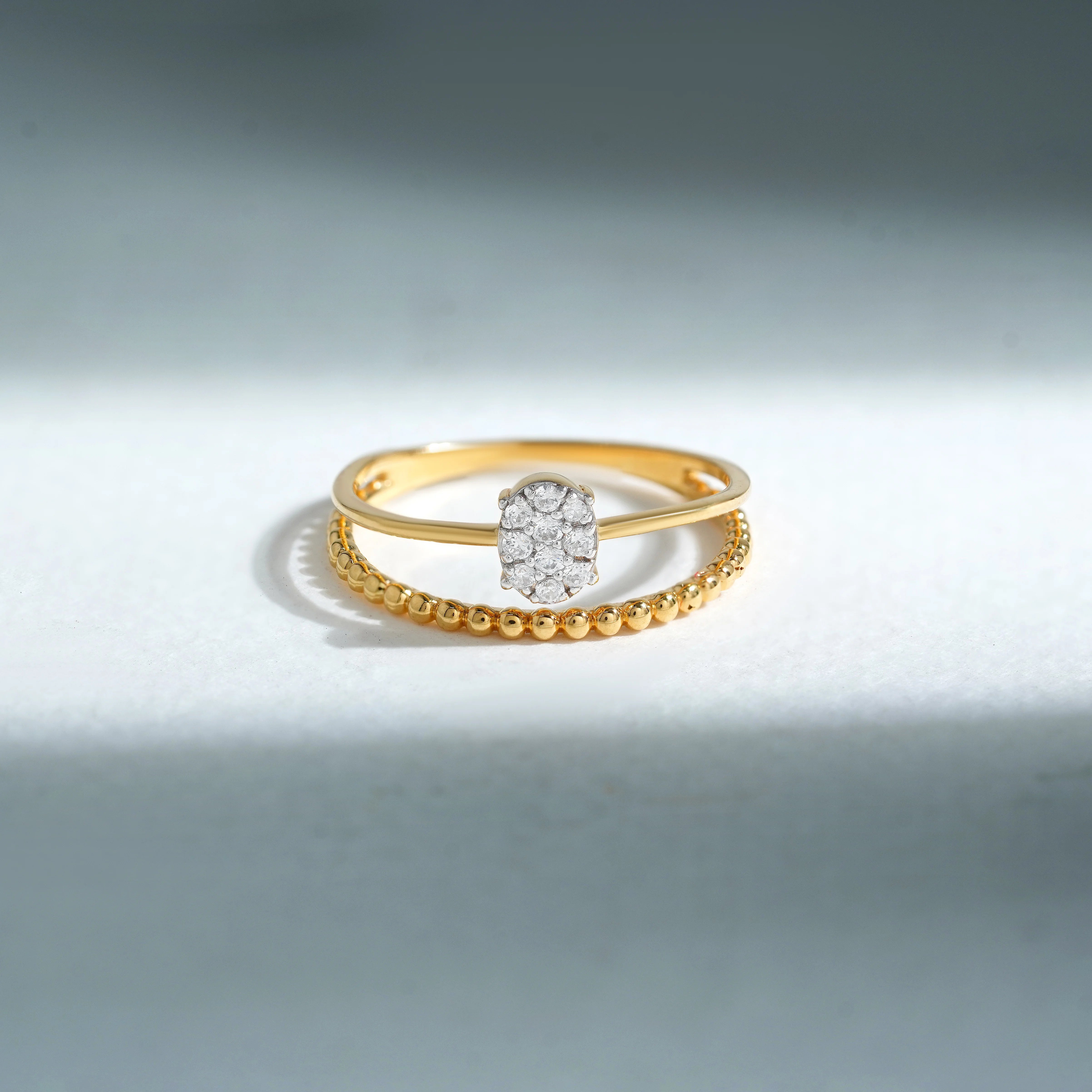 Beaded Dual-Band Ring | Gold Vermeil