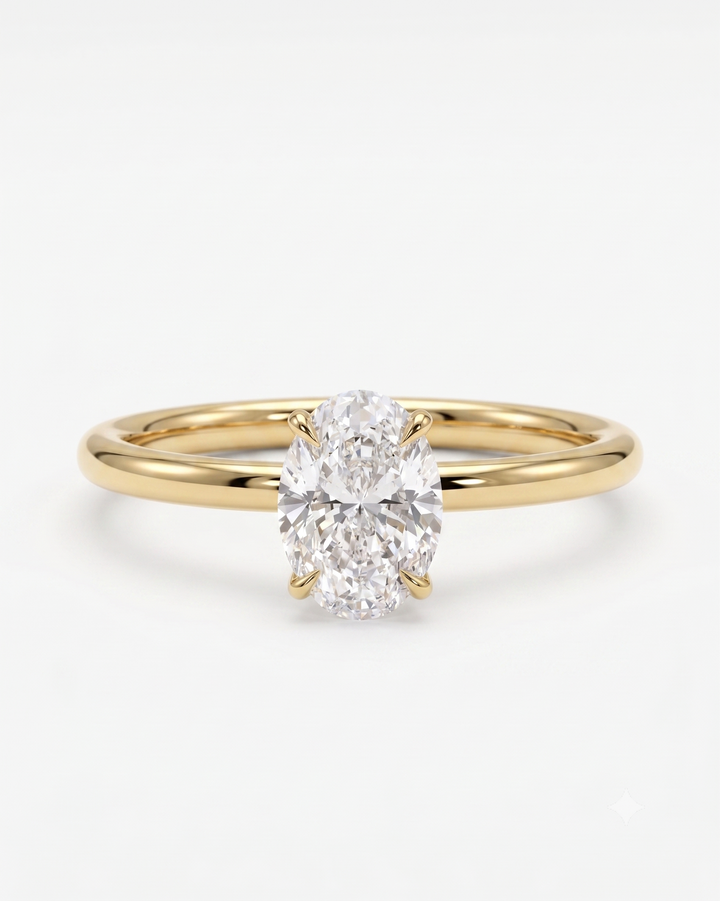 2ct Oval -cut classic solitaire ring | Gold Vermeil