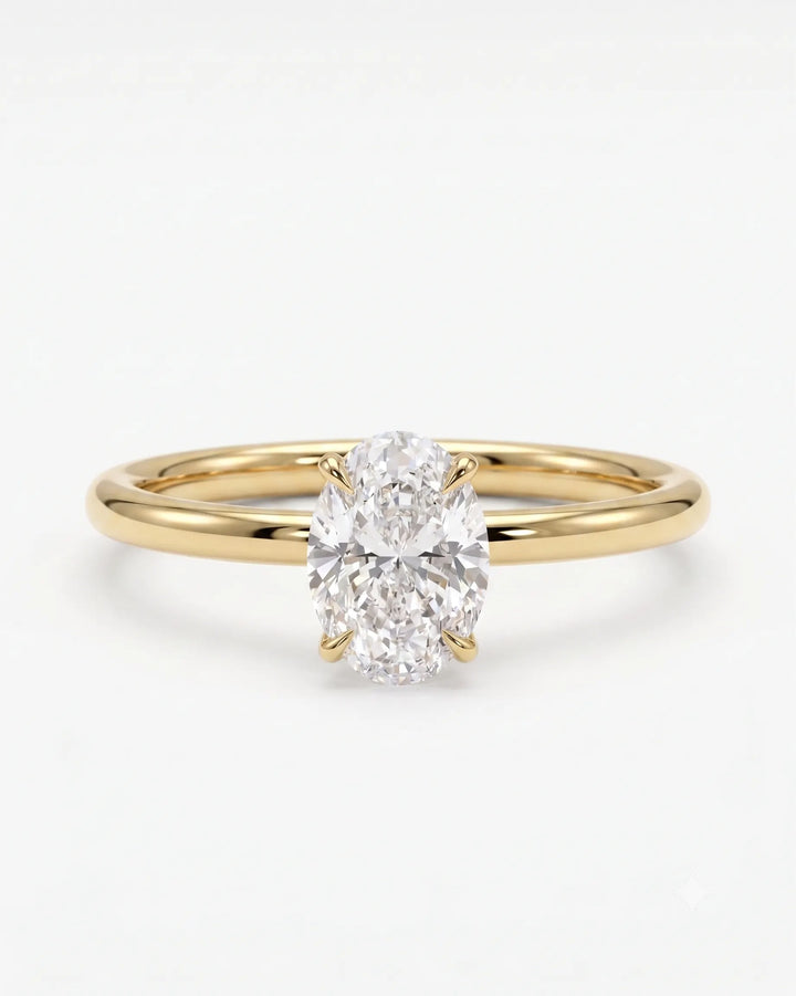 2ct Oval -cut classic solitaire ring | Gold Vermeil