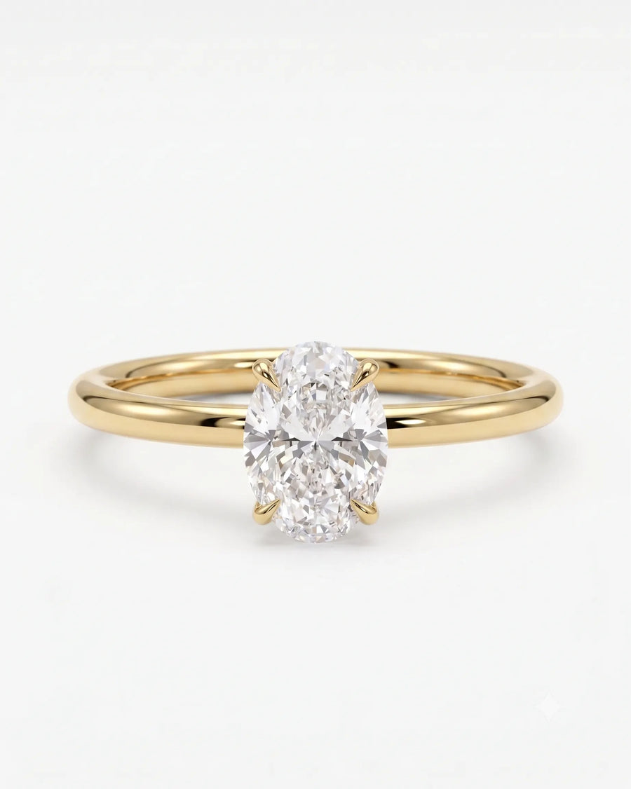 2ct Oval cut Solitaire ring | Gold Vermeil
