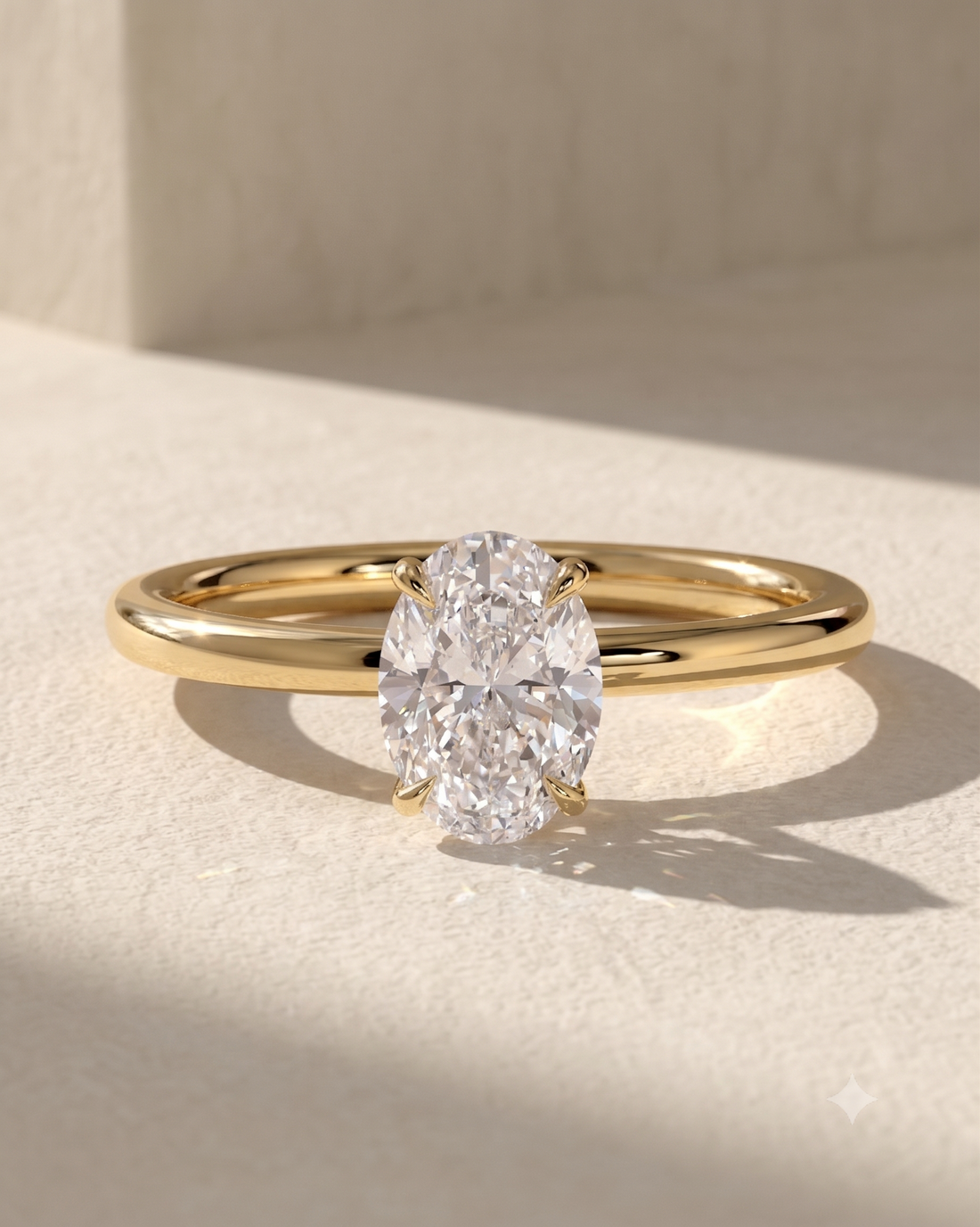 2ct Oval -cut classic solitaire ring | Gold Vermeil