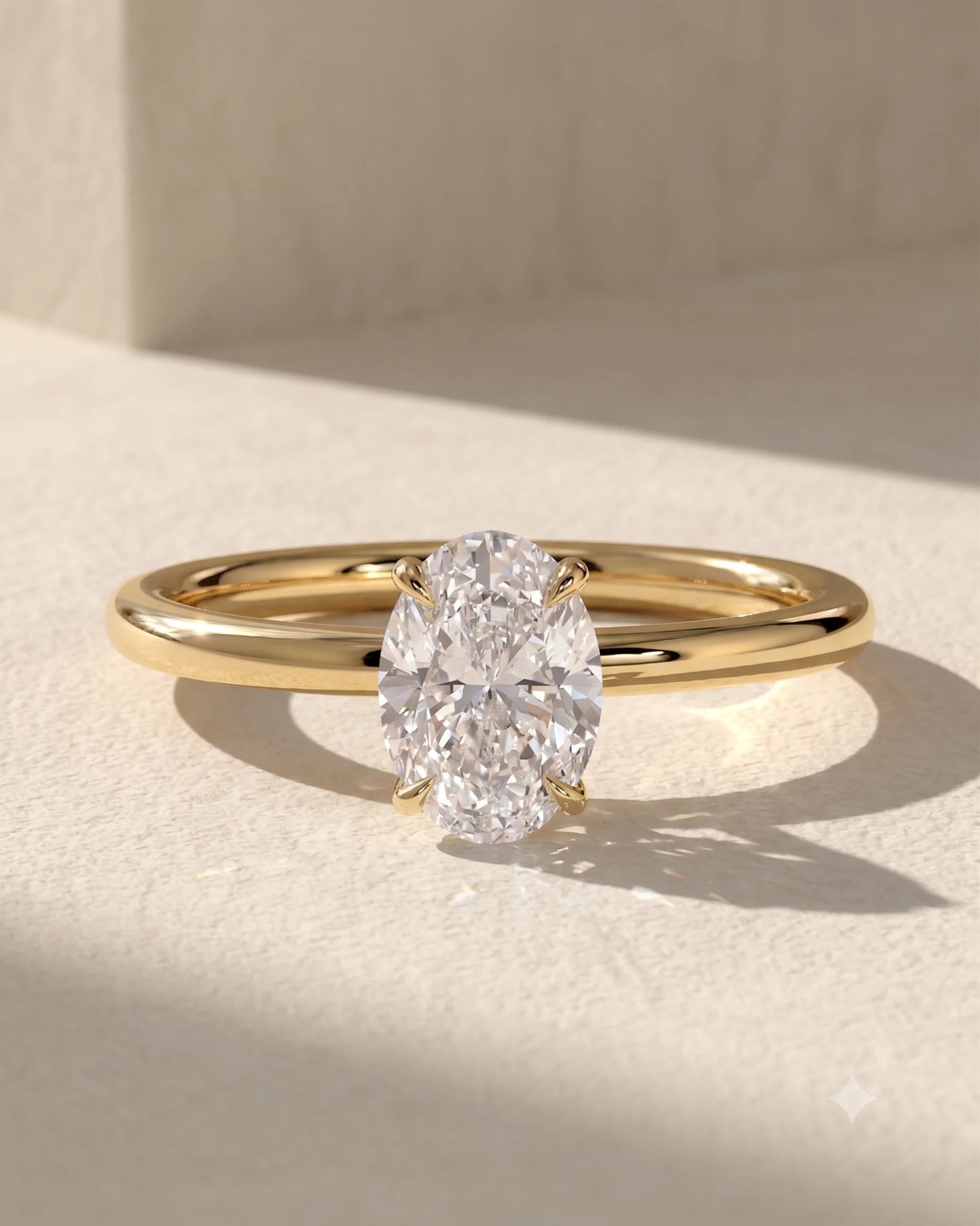 2ct Oval -cut classic solitaire ring | Gold Vermeil