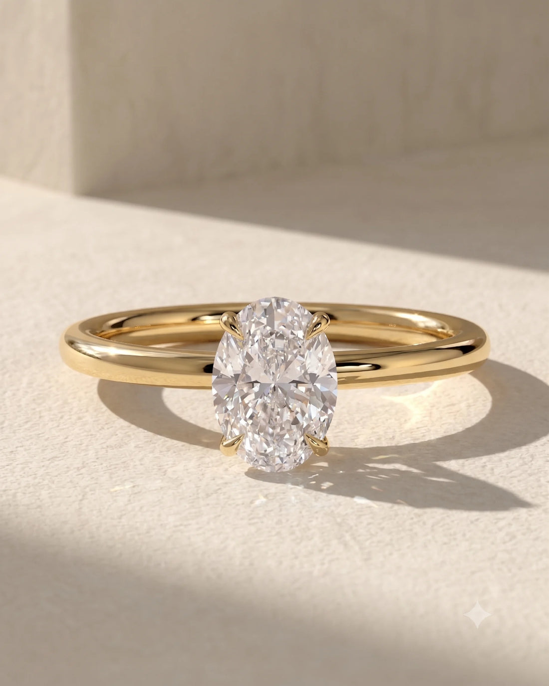 2ct Oval -cut classic solitaire ring | Gold Vermeil