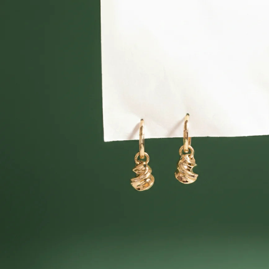 Spiral Drop Hoop Earrings | 18kt Gold Vermeil