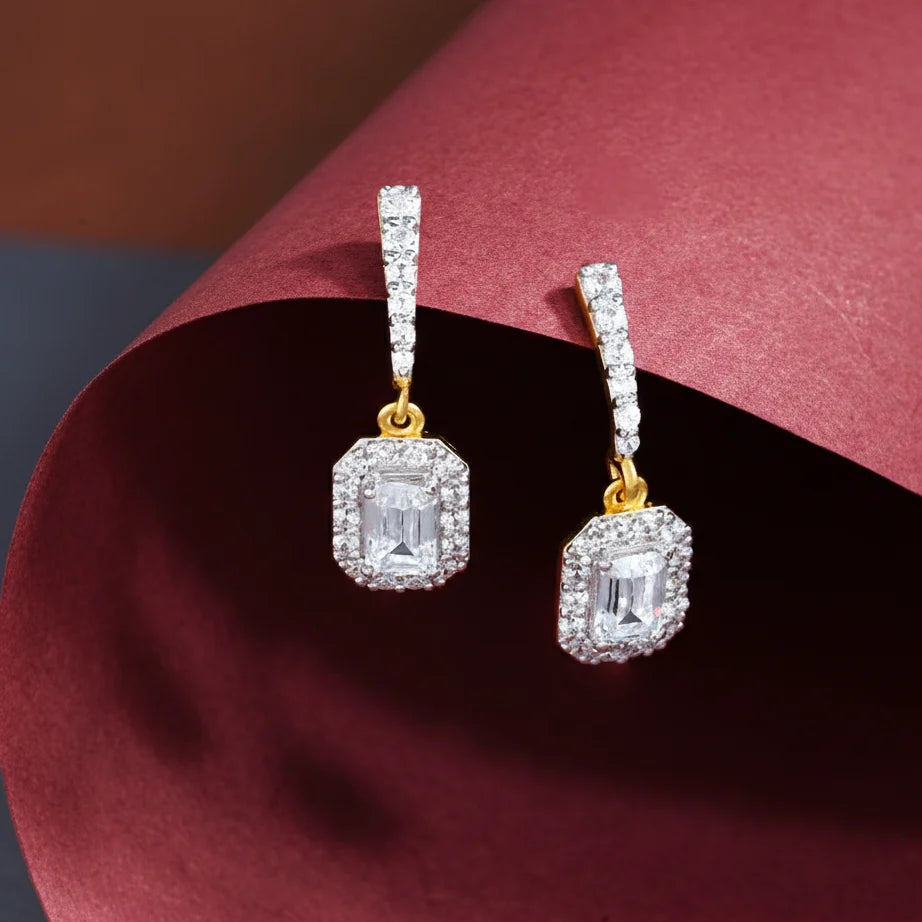 Emerald Halo Drop Earrings | Gold Vermeil