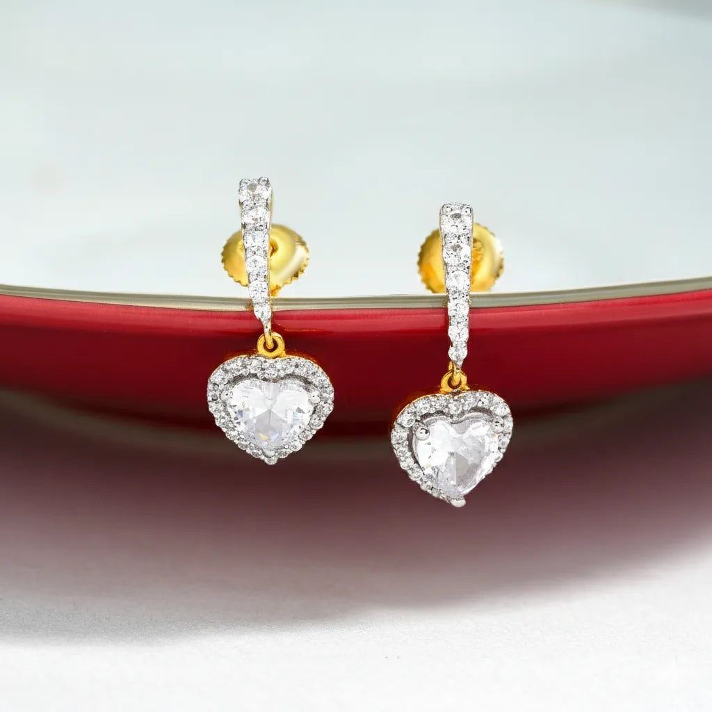 Heart Halo Drop Earrings | Gold Vermeil