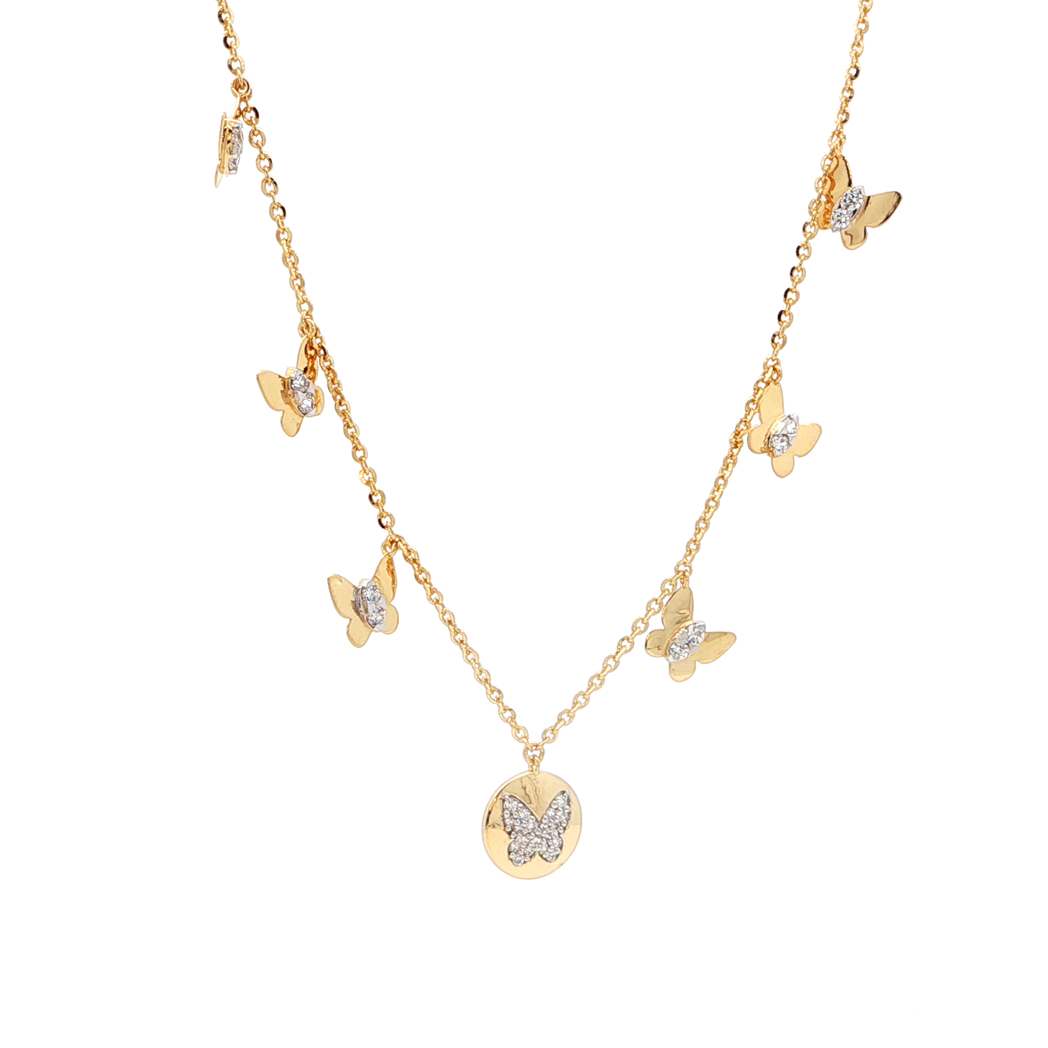 Butterfly Diamond Charm Necklace