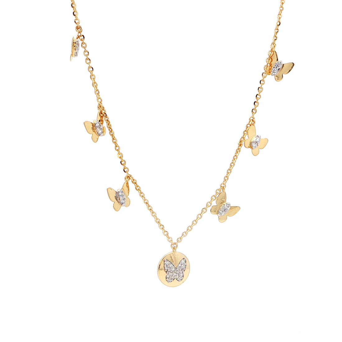 Butterfly Diamond Charm Necklace