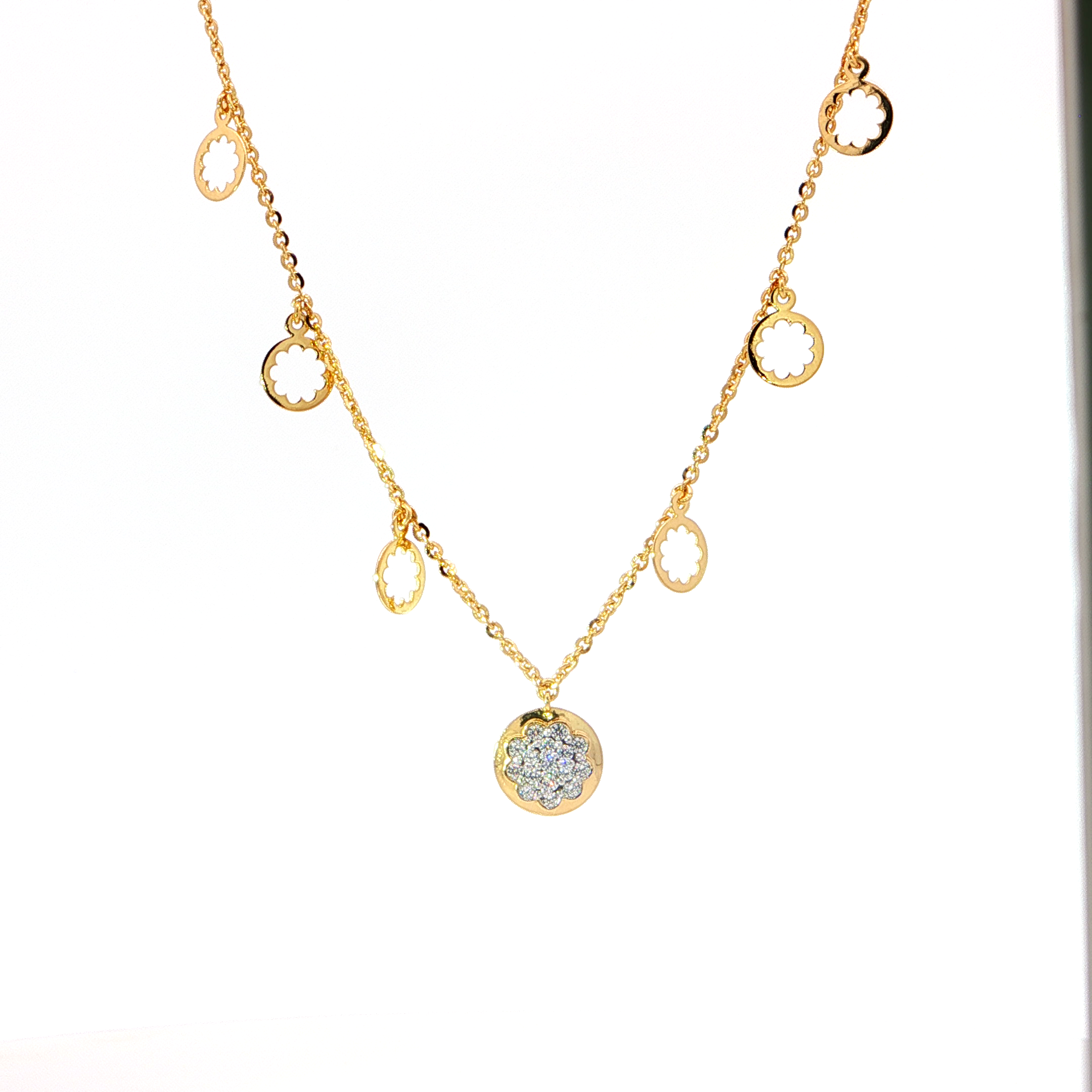Floral Diamond Charm Necklace