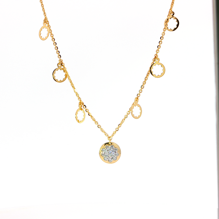 Floral Diamond Charm Necklace