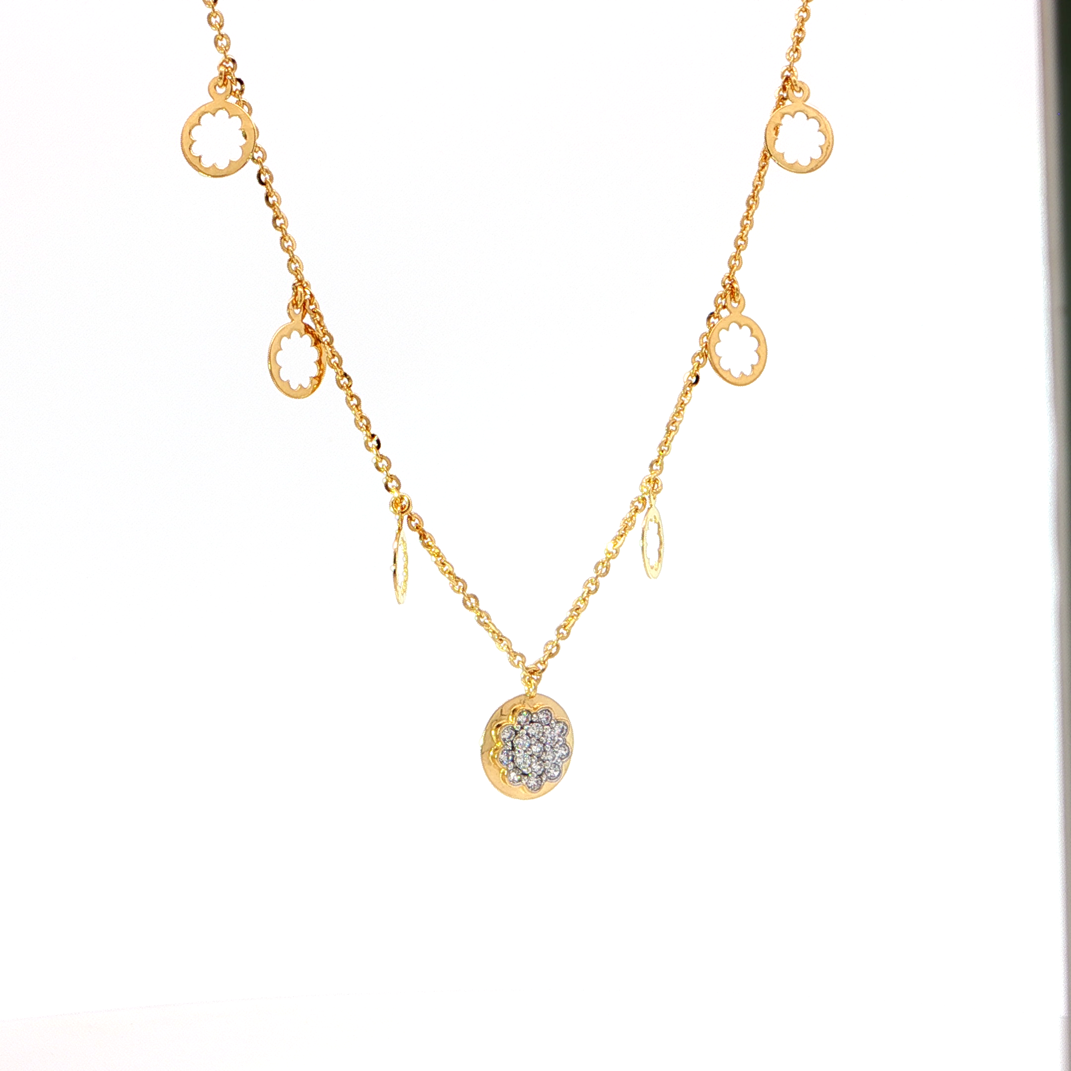 Floral Diamond Charm Necklace