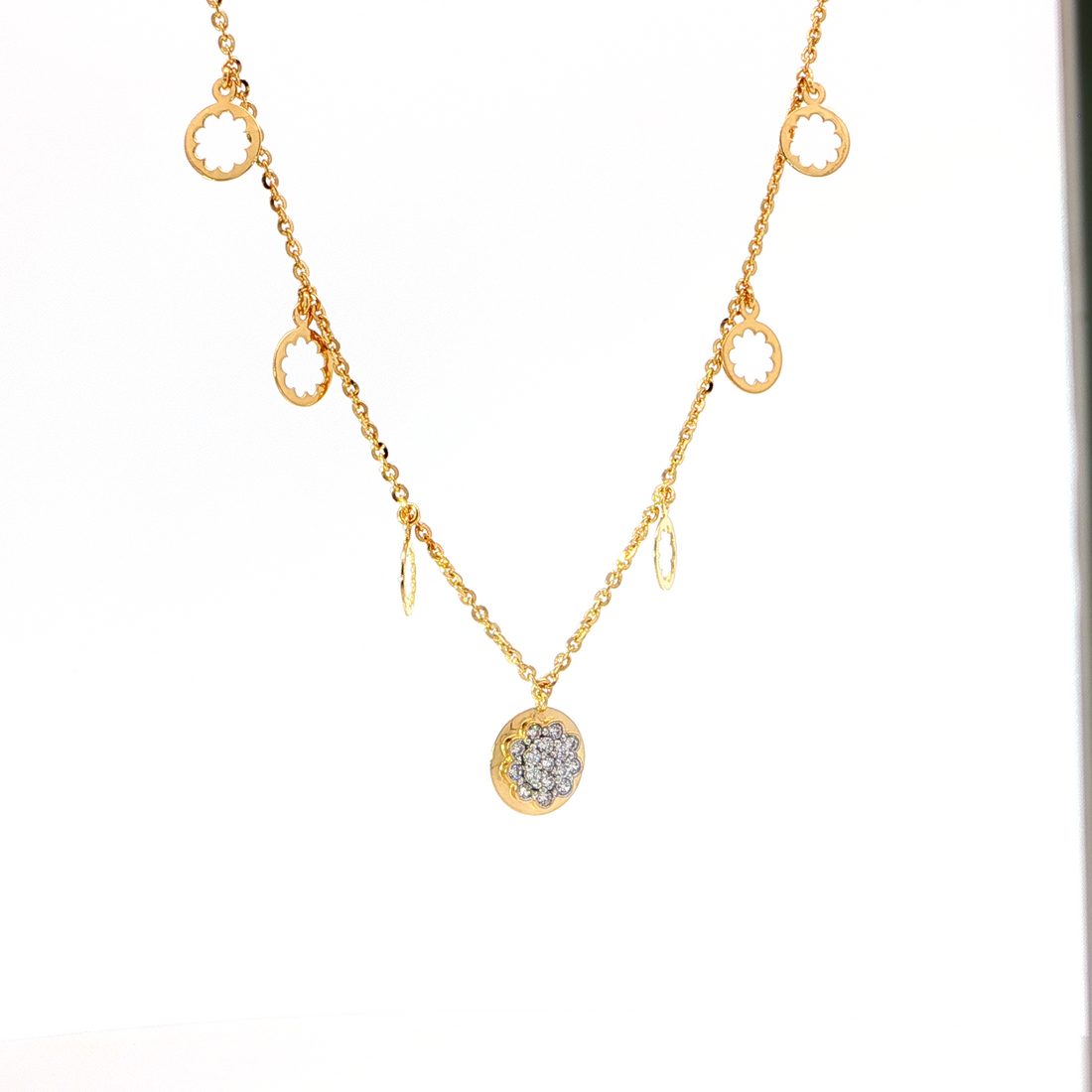 Floral Diamond Charm Necklace