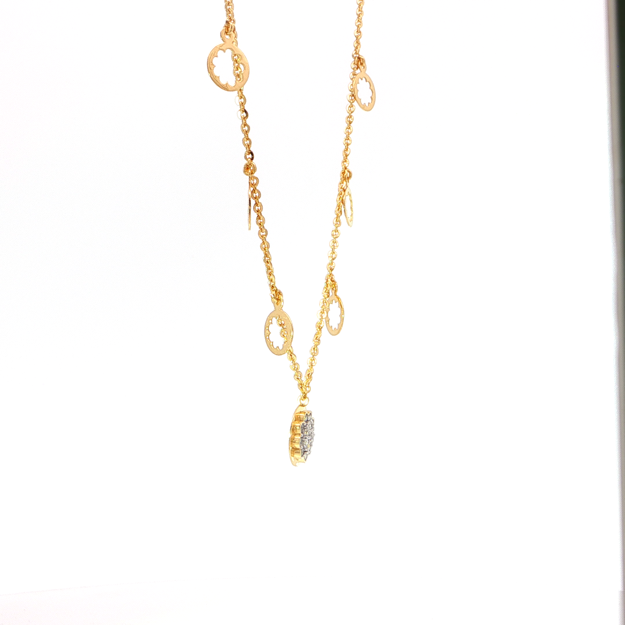 Floral Diamond Charm Necklace