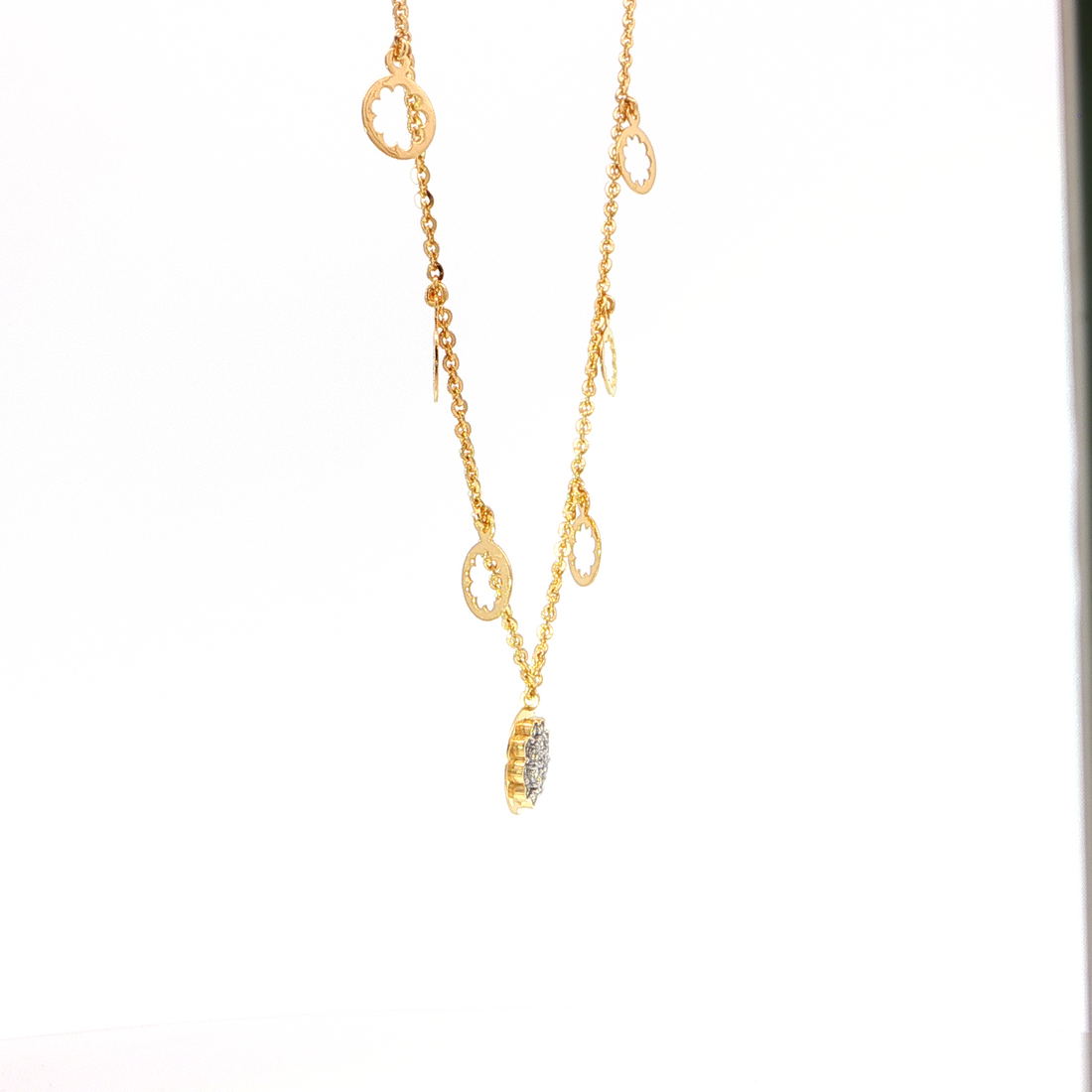 Floral Diamond Charm Necklace