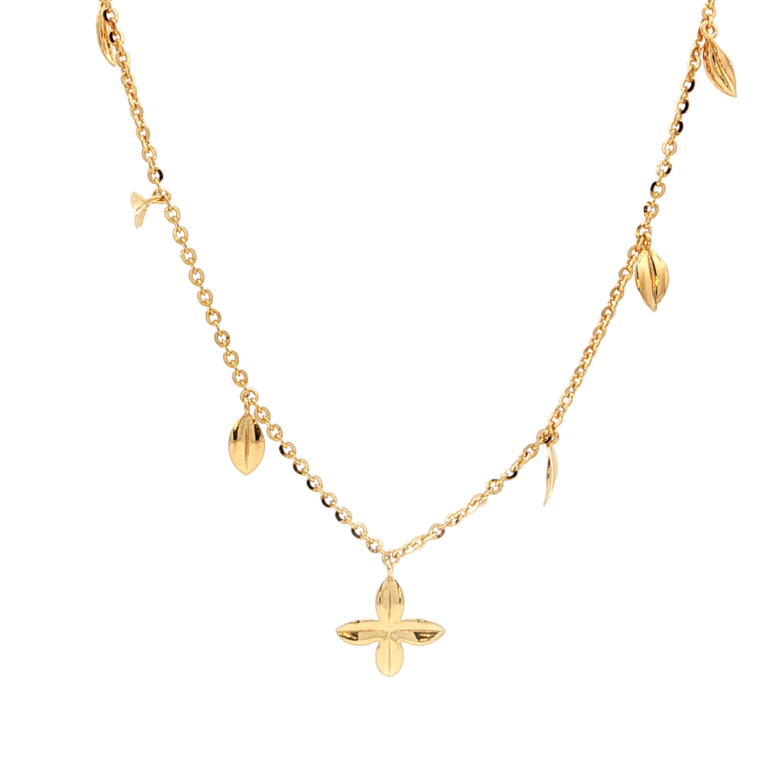 Leaf & Flower Charm Necklace