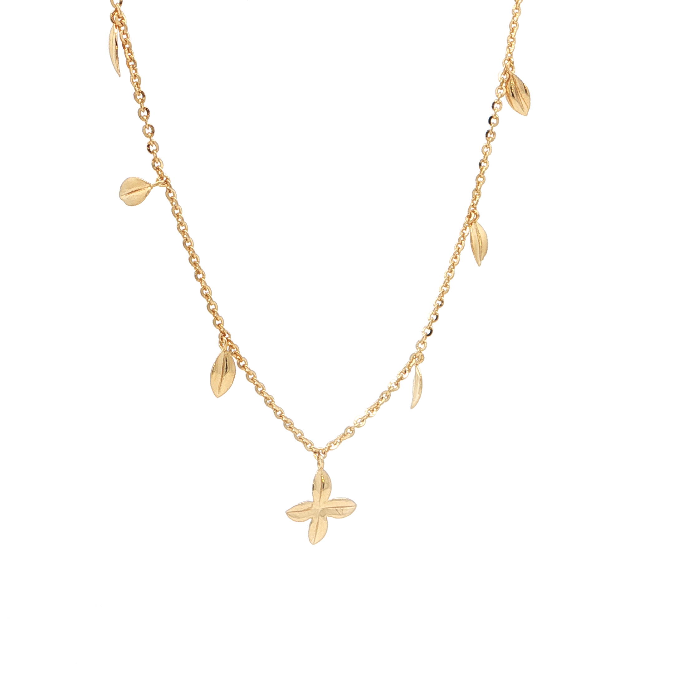 Leaf & Flower Charm Necklace